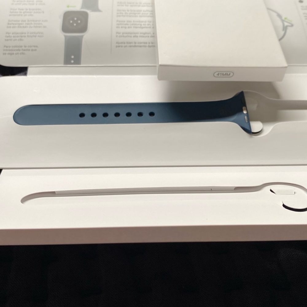 Partial Apple Watch band never worn. M/L. 41 MM. Abyss Blue Sport Band